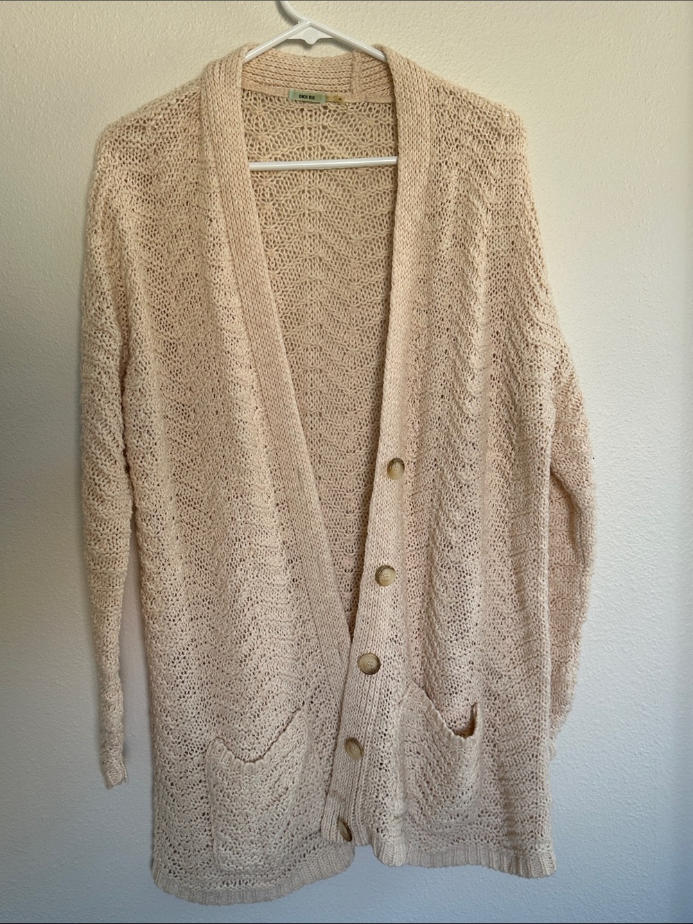 Kimchi Blue Open-Front Cream Knit Cardigan Sweater